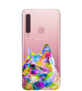 Kılıfland Samsung Galaxy A9 2018 Kılıf A920F Silikon Resimli Kapak Colorfuly Cat -Stok 911