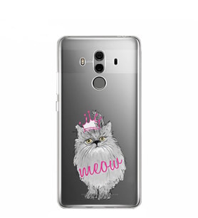 Kılıfland Huawei Mate 10 Pro Kılıf Silikon Desenli Resimli Lüx Kapak Meow -Stok 363