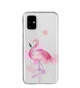 Kılıfland Samsung Galaxy A71 Kılıf A715F Silikon Resimli Kapak Watercolor Flamingo -Stok 617
