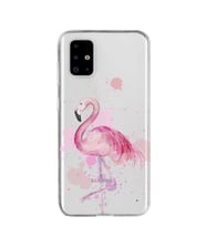 Kılıfland Samsung Galaxy A71 Kılıf A715F Silikon Resimli Kapak Watercolor Flamingo -Stok 617