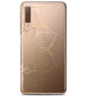 Kılıfland Samsung Galaxy A7 2018 Kılıf A750F Silikon Resimli Kapak Gold Mandala -Stok 1062
