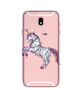 Kılıfland Samsung Galaxy J7 Pro Kılıf J730F Silikon Resimli Kapak Xmas Tree Unicorn -Stok 763
