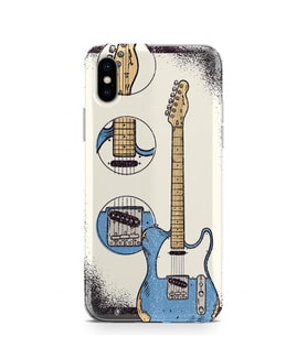 Kılıfland Apple İphone X Kılıf İphone XS Kılıf Silikon Resimli Kapak Guitar Blue -Stok 735