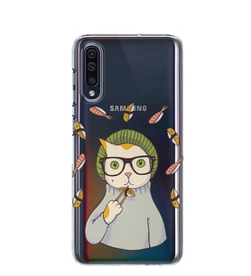 Kılıfland Samsung Galaxy A50 Kılıf A505F Silikon Resimli Kapak Hipster Sushi Cat -Stok 469