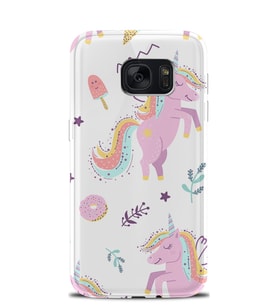 Kılıfland Samsung Galaxy S7 Edge Kılıf Silikon Desenli Resimli Lüx Kapak Pasta Unicorn -Stok 1139