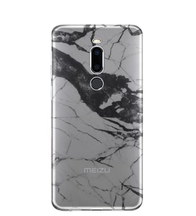 Kılıfland Meizu X8 Kılıf Silikon Desenli Resimli Lüx Kapak Beyaz Taşlı Mermer -Stok 1300
