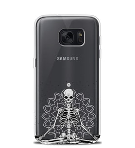 Kılıfland Samsung Galaxy S7 Edge Kılıf Silikon Desenli Resimli Lüx Kapak Skeleton Yoga -Stok 91