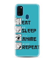 Kılıfland Samsung Galaxy M30S Kılıf M307F Silikon Resimli Kapak Eat Sleep Anime -Stok 250