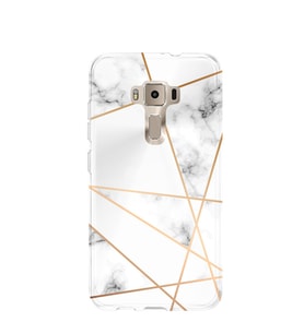 Kılıfland Asus Zenfone 3 ZC552KL Kılıf Silikon Desenli Resimli Lüx Kapak White Marble Mermers With Triangle -Stok 1195