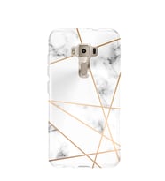 Kılıfland Asus Zenfone 3 ZC552KL Kılıf Silikon Desenli Resimli Lüx Kapak White Marble Mermers With Triangle -Stok 1195