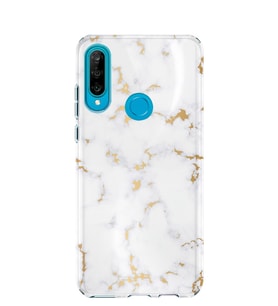 Kılıfland Huawei P30 Lite Kılıf Silikon Desenli Resimli Lüx Kapak White Marble Mermer -Stok 974