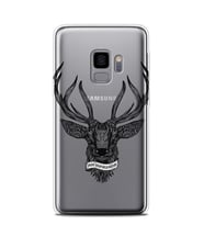 Kılıfland Samsung Galaxy S9 Kılıf G960 Silikon Resimli Kapak Mandala Deer Black And White -Stok 746