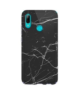 Kılıfland Huawei P Smart 2019 Kılıf Silikon Desenli Resimli Lüx Kapak Siyah Koyu Mermer -Stok 1299