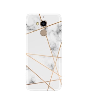Kılıfland General Mobile GM8 Kılıf Silikon Desenli Resimli Lüx Kapak White Marble Mermers With Triangle -Stok 1195