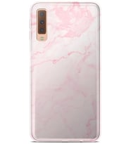 Kılıfland Samsung Galaxy A7 2018 Kılıf A750F Silikon Resimli Kapak Pembe Mermer -Stok 1294