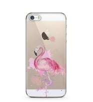 Kılıfland Apple İphone 5S Kılıf Silikon Resimli Kapak Watercolor Flamingo Stok 617