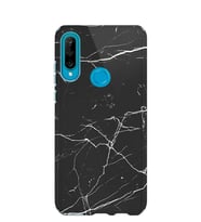 Kılıfland Huawei P30 Lite Kılıf Silikon Desenli Resimli Lüx Kapak Siyah Koyu Mermer -Stok 1299
