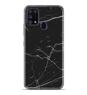 Kılıfland Samsung Galaxy M31 Kılıf Silikon Resimli Kapak Siyah Koyu Mermer Stok 1299