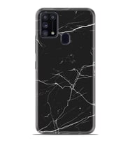 Kılıfland Samsung Galaxy M31 Kılıf Silikon Resimli Kapak Siyah Koyu Mermer Stok 1299