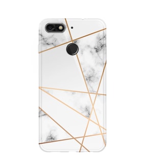 Kılıfland General Mobile GM9 Pro Kılıf Silikon Desenli Resimli Lüx Kapak White Marble Mermers With Triangle -Stok 1195