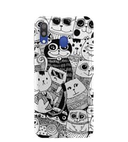 Kılıfland Samsung Galaxy A20 Kılıf A205F Silikon Resimli Kapak Cat Family Pattern -Stok 1038