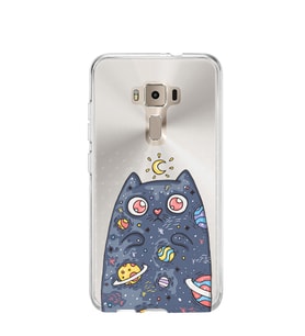 Kılıfland Asus Zenfone 3 ZC552KL Kılıf Silikon Desenli Resimli Lüx Kapak Moon Cat -Stok 1173