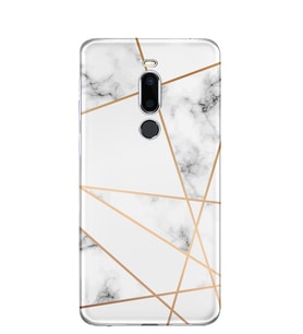 Kılıfland Meizu X8 Kılıf Silikon Desenli Resimli Lüx Kapak White Marble Mermers With Triangle -Stok 1195