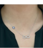925 Ayar Zirkon Taşlı Nazar Boncuklu Sonsuzluk Gümüş Kolye