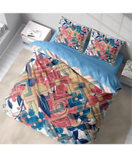 Monohome Geo Flowers 3D Pamuk Saten Çift Kişilik Nevresim Takımı