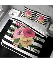 Monohome Flower Line 3D Pamuk Saten Çift Kişilik Nevresim Takımı