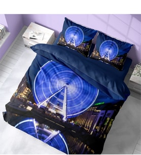 Monohome London Eye 3D Pamuk Saten Çift Kişilik Nevresim Takımı
