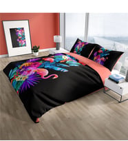 Cattleya Flamingo III 3D Pamuk Saten Çift Kişilik Nevresim Takımı