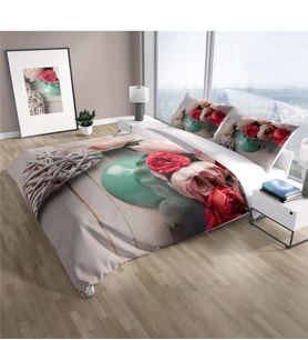 Cattleya Rose Love 3D Pamuk Saten Çift Kişilik Nevresim Takımı