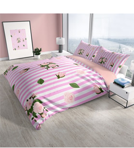 Cattleya Pinkline 3D Pamuk Saten Çift Kişilik Nevresim Takımı