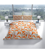 Cattleya Orange 3D Pamuk Saten Çift Kişilik Nevresim Takımı