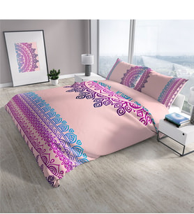 Cattleya Mandala 3D Pamuk Saten Çift Kişilik Nevresim Takımı