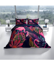 Cattleya Flamingo I 3D Pamuk Saten Çift Kişilik Nevresim Takımı