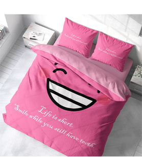 Monohome Smile Mottom 3D Pamuk Saten Çift Kişilik Nevresim Takımı