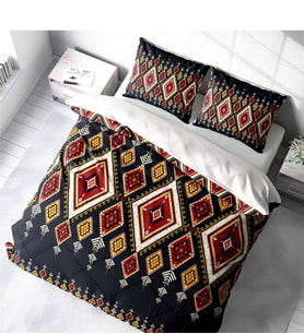 Monohome Ethnic Geometric 3D Pamuk Saten Çift Kişilik Nevresim Takımı