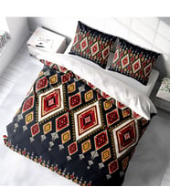 Monohome Ethnic Geometric 3D Pamuk Saten Çift Kişilik Nevresim Takımı