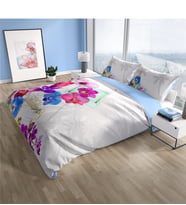 Cattleya Viola 3D Pamuk Saten Çift Kişilik Nevresim Takımı
