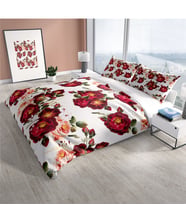 Cattleya Red Rose 3D Pamuk Saten Çift Kişilik Nevresim Takımı