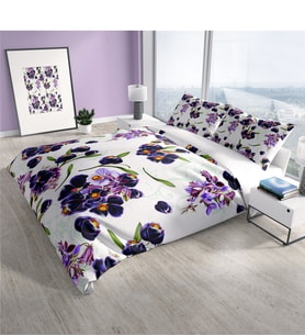 Cattleya Purple 3D Pamuk Saten Çift Kişilik Nevresim Takımı