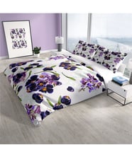Cattleya Purple 3D Pamuk Saten Çift Kişilik Nevresim Takımı