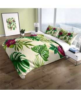 Cattleya Green 3D Pamuk Saten Çift Kişilik Nevresim Takımı