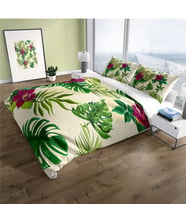 Cattleya Green 3D Pamuk Saten Çift Kişilik Nevresim Takımı
