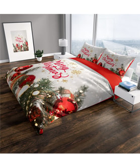 Cattleya NY Noel 3D Pamuk Saten Çift Kişilik Nevresim Takımı
