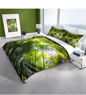 Cattleya Forest 1 3D Pamuk Saten Çift Kişilik Nevresim Takımı