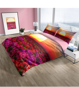 Cattleya Sunset 3D Pamuk Saten Çift Kişilik Nevresim Takımı