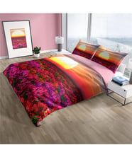 Cattleya Sunset 3D Pamuk Saten Çift Kişilik Nevresim Takımı